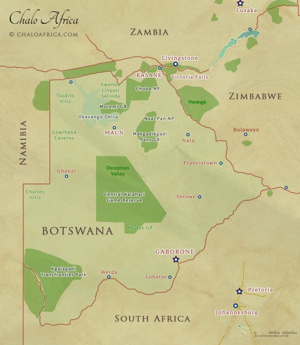 Botswana Map - National Parks