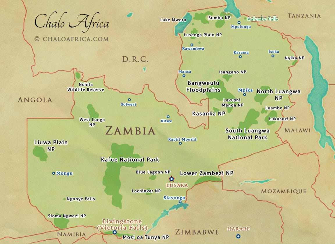 Zambia Map Detailed